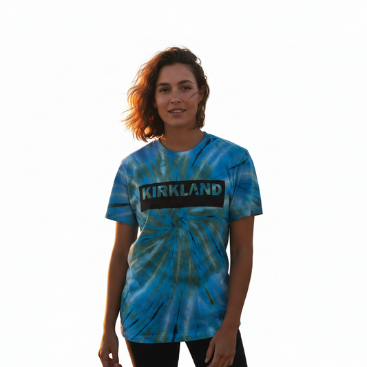 Blue green swirl t-shirt on white background