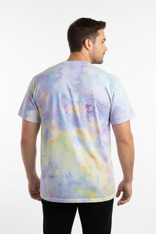 Premium back view - vivid pastel ice-dyed shirt