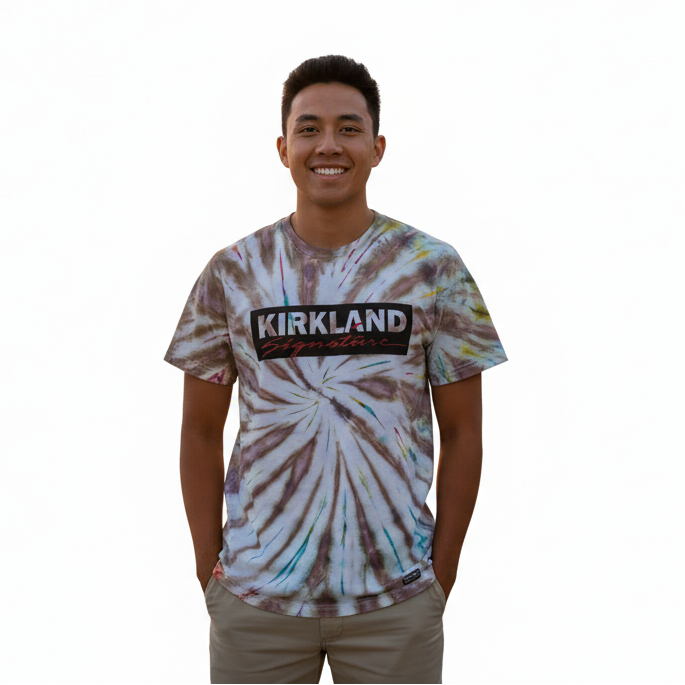 Rainbow swirl t-shirt on white background
