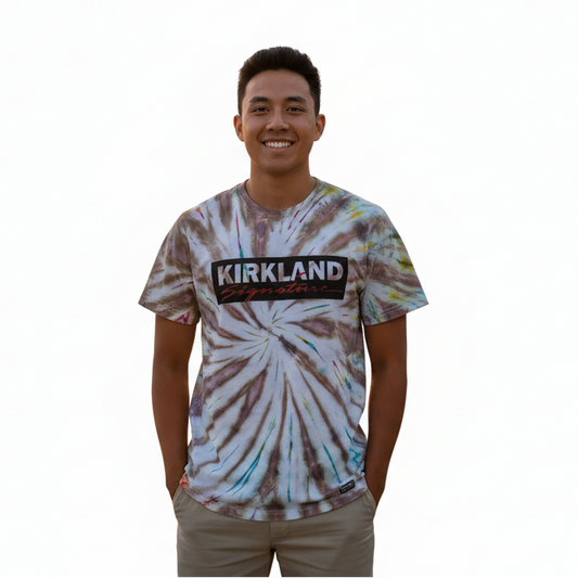 Rainbow swirl t-shirt on white background