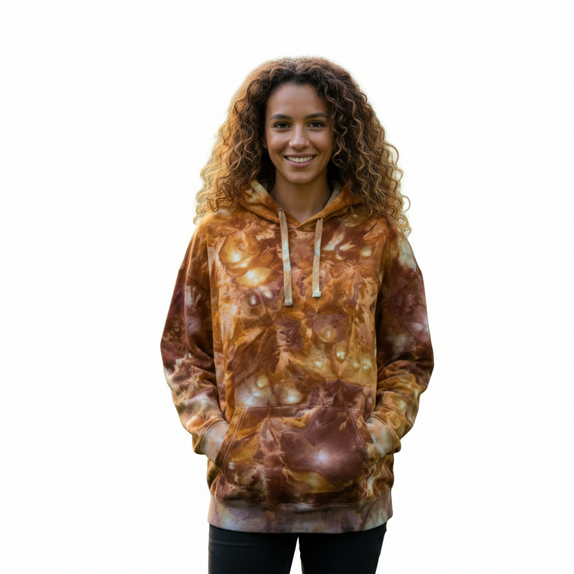 Tie-dye hoodie on white background