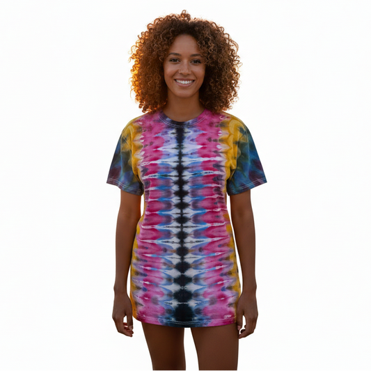 Tie-dye t-shirt on white background